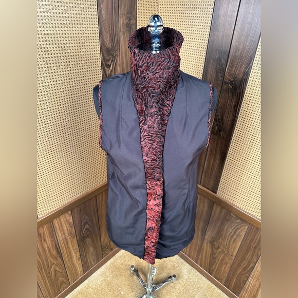 Vintage Robert Mann Furs Dyed Red Persian Lamb Fur Vest Jacket Coat Small - Picture 7 of 11